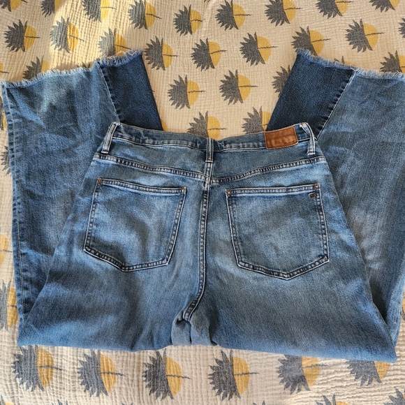 Madewell Wide Leg Crop Jean Womens Size 31 Medium Wash Denim Two Tone - Picture 9 of 9